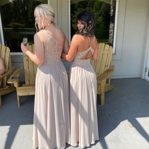Beige bridesmaid dress from azazie, size small! (Dress on right)